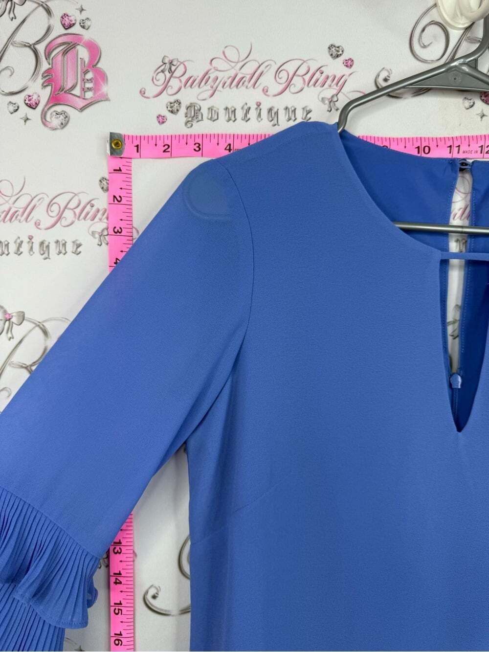 Vince Camuto Periwinkle Tiered Ruffle Sleeve Shift Dress - Picture 8 of 13